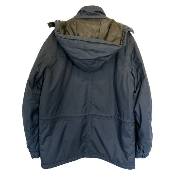 Eddie Bauer Jacket Men's Medium Blue zip-up Weather Edge shell lined snow hood - Picture 2 of 13